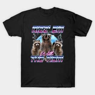 Rizz Em With The Tism Retro Funny Raccoon  Autism Awareness T-Shirt